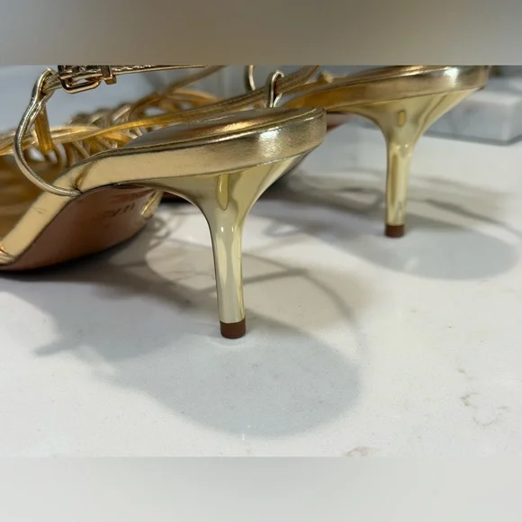 Brand New Zara Gold Kitten Heel Pumps – Size 37 - Picture 4 of 5